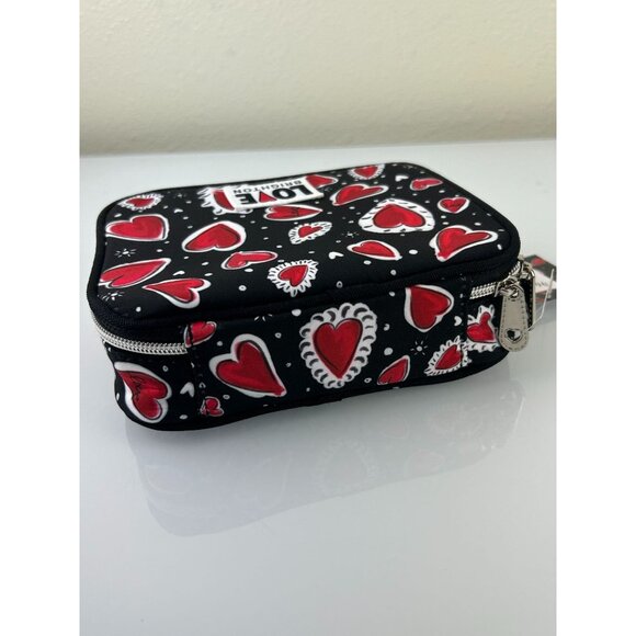 Brighton Hearts A Flutter Travel Jewelry Case NWT Zip Around Organizer Red Black - Picture 8 of 16